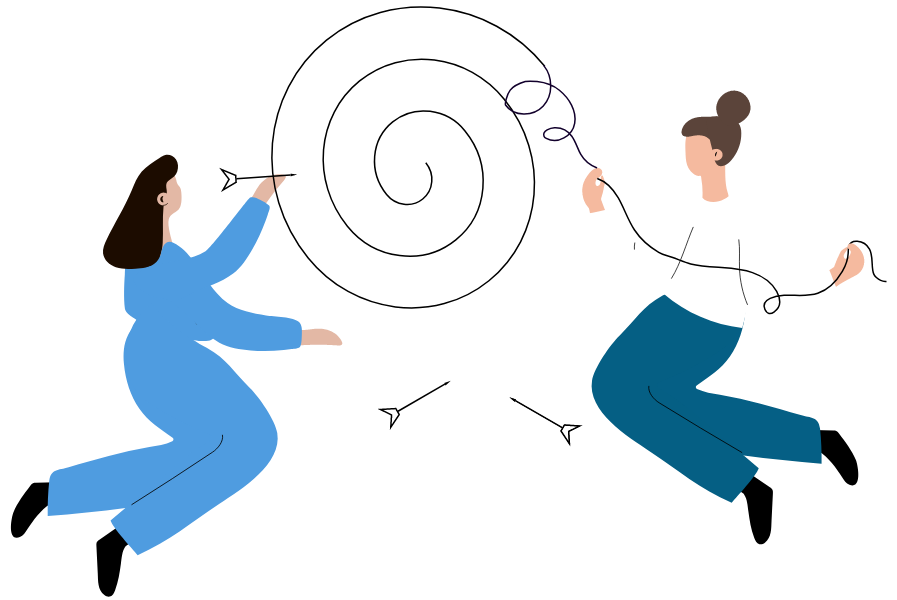 zwei Frauen die ein Ziel aufspannen